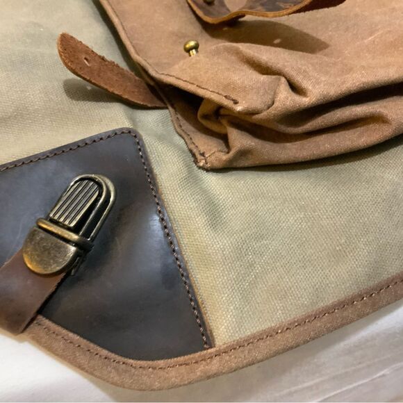Waxed Canvas Leather Suit Luggage Garment Bag army green color - Picture 11 of 11